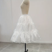 Women's White Skirt with Ice Yarn Splicing and 3-Layer Support Yarn