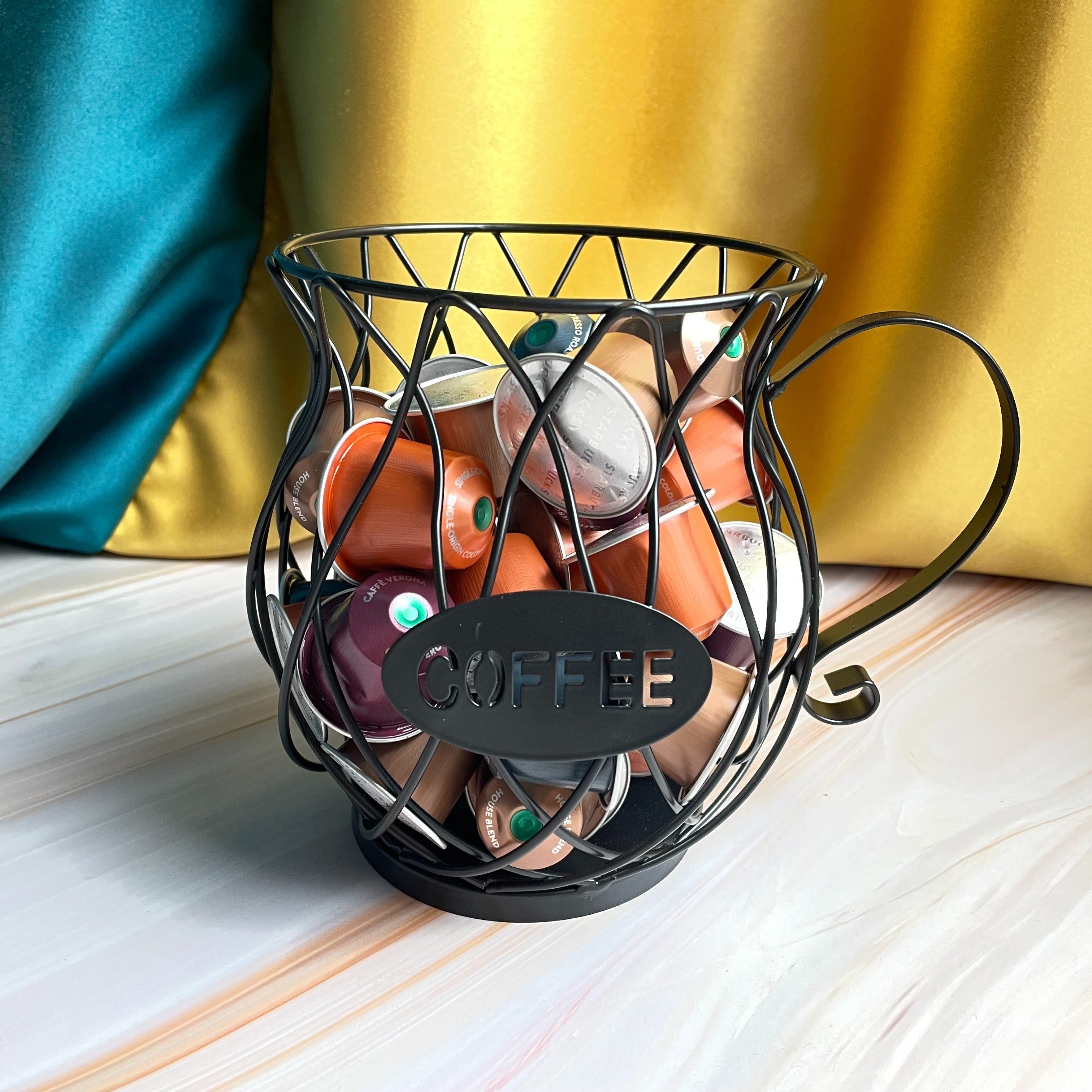 Large Capacity Coffee Pod Holder K-Cup Organizer Coffee Storage Basket