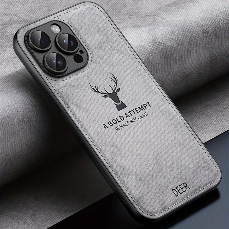 Faux Leather Deer Head Phone Case for iPhone Shockproof Slim Drop Resistant