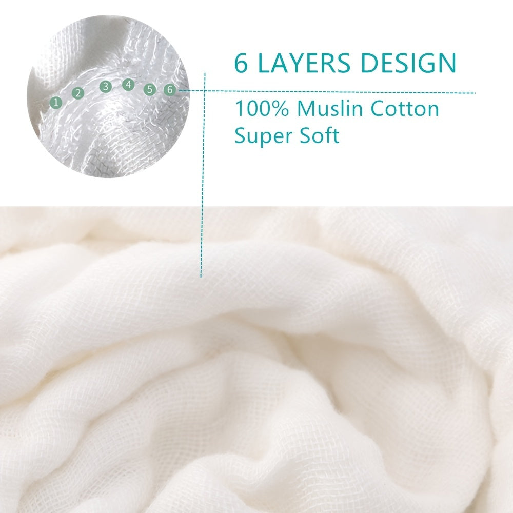 6 Pack Muslin Baby Burp Cloths Large Absorbent Cotton Bibs Gender Neutral