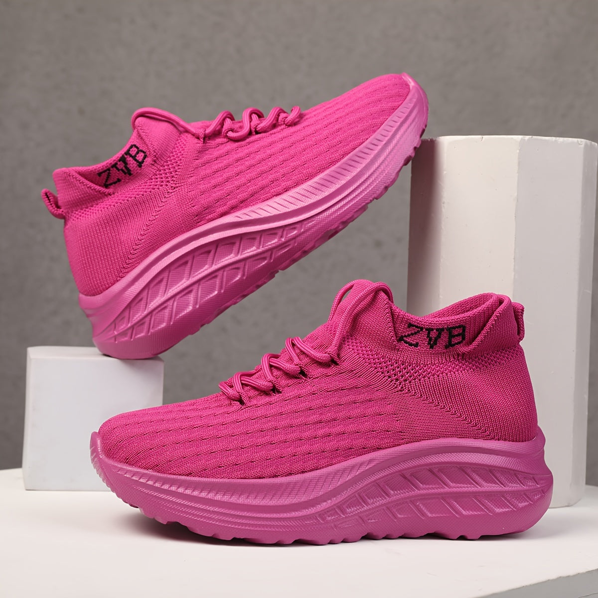 Women's Knitted Platform Sneakers Breathable Casual Low-Top Wedge Shoes