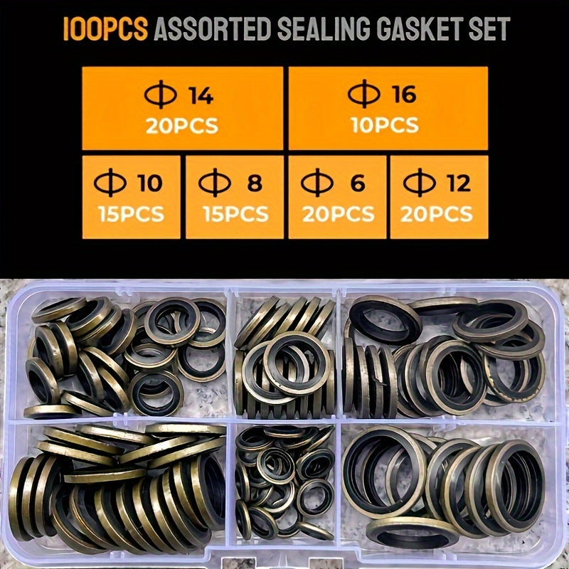 Hydraulic Rubber Oil Pipe Seal Gasket Kit NBR Metal Ring Assortment
