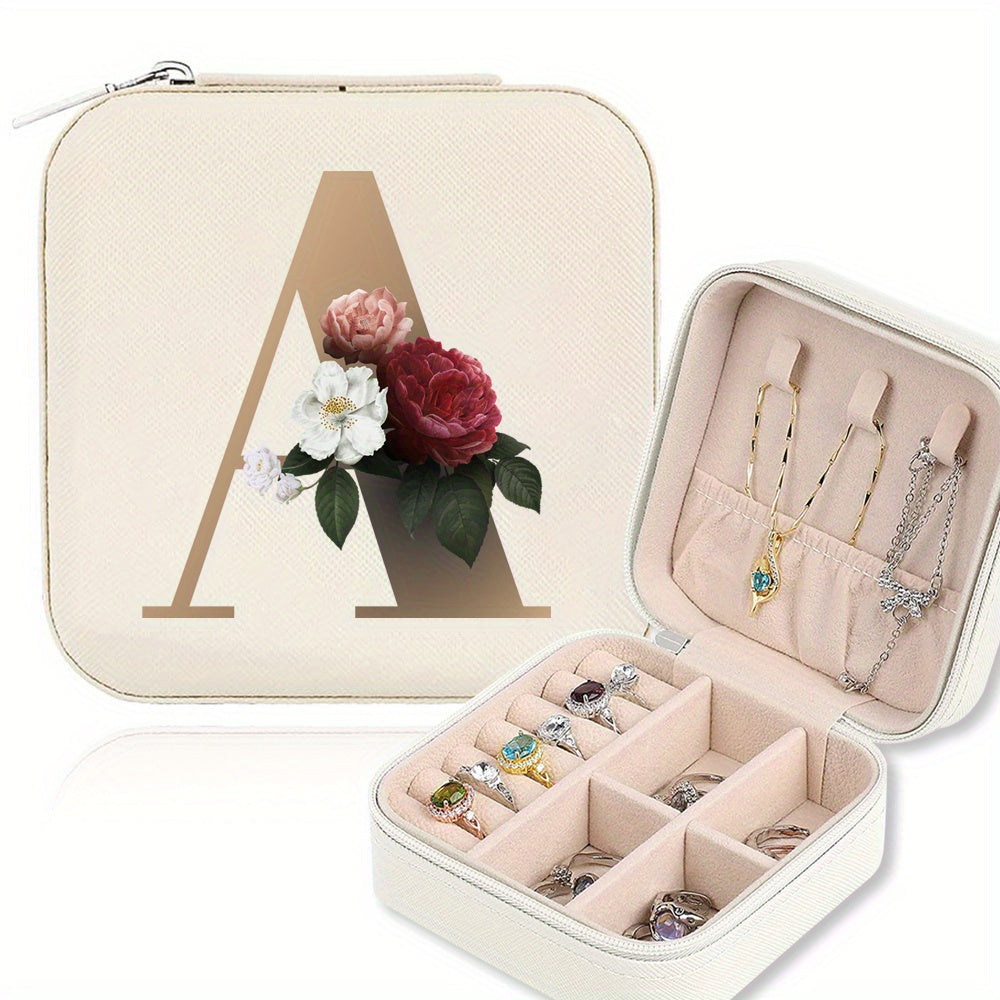 Mini Portable Zipper Jewelry Storage Box for Rings Necklaces and Studs