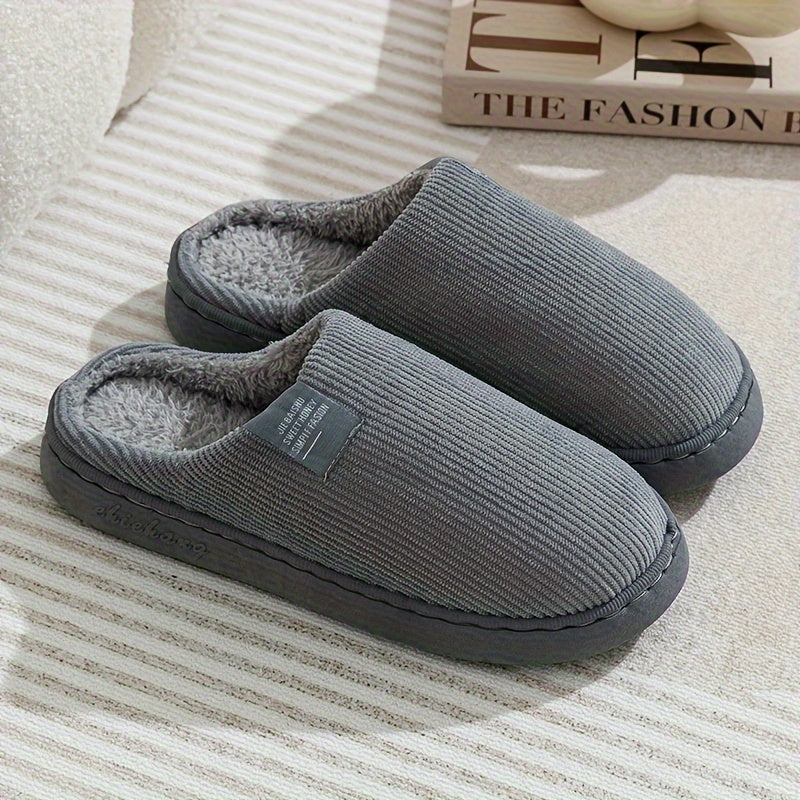 Pantuflas de interior con forro de felpa para hombre, casual, cálidas, con suela antideslizante, otoño e invierno