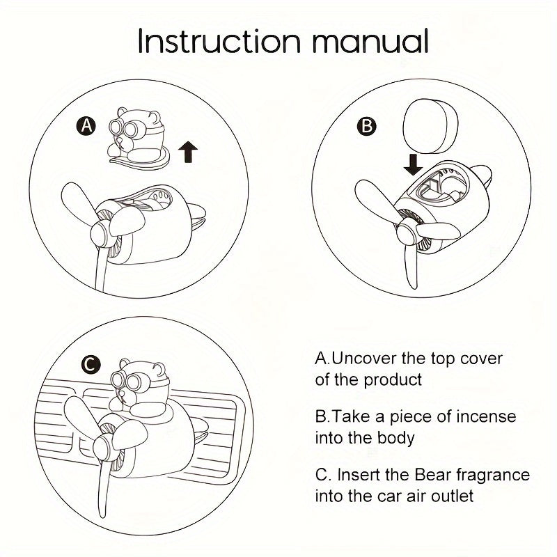 Автомобильный освежитель воздуха Black Bear с вращающимся пропеллером, магнитный диффузор для вентиляции