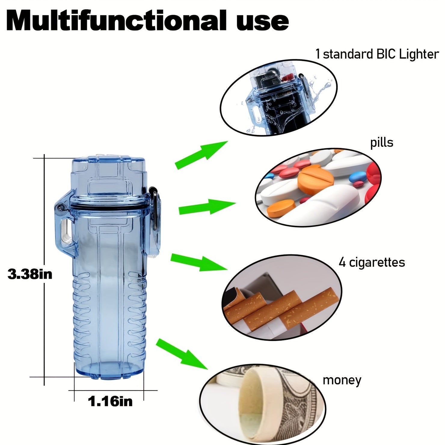 s:
Suya chidamli plastmassa olovyoq qutisi qopqog'i BIC J6 tashqi omon qolish sumkasi uchun