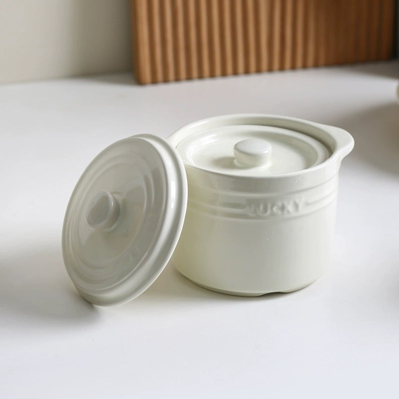 Керамический суповой горшок с двойными крышками для домашнего использования, пароварка для яиц и миска для рагу