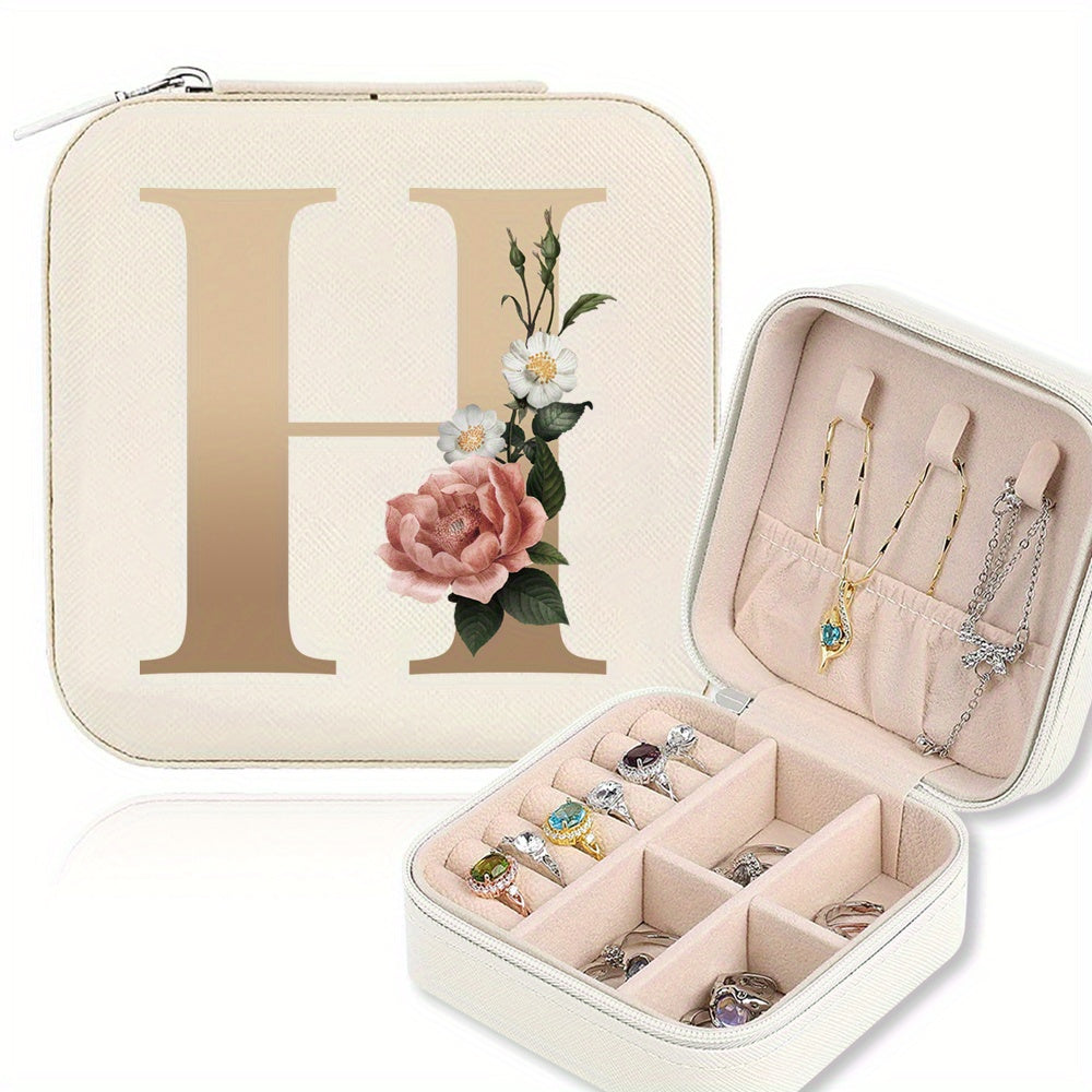 Mini Portable Zipper Jewelry Storage Box for Rings Necklaces and Studs