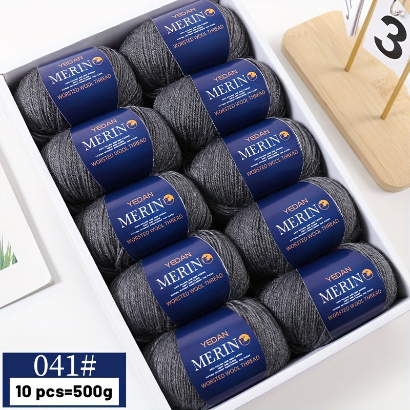 10 piezas de hilo de lana 500g multicolor en degradé, anti-pilling, suave para tejer accesorios de moda