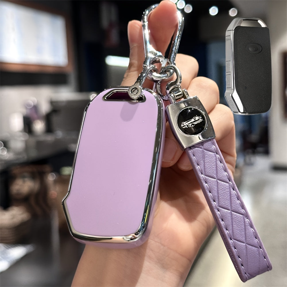 Premium TPU Car Key Case with Keychain for SUV Key Fob Cover Black