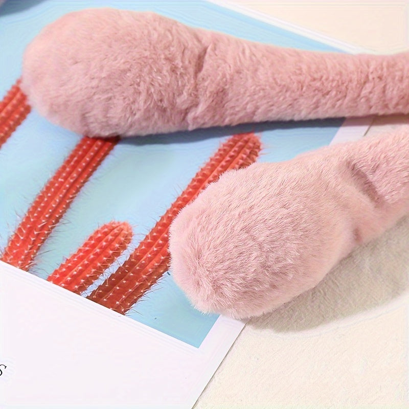 Soft Knitted Bunny Ear Ear Warmers, Stretchable Polyester, Hand Washable, Cozy Ear Protection