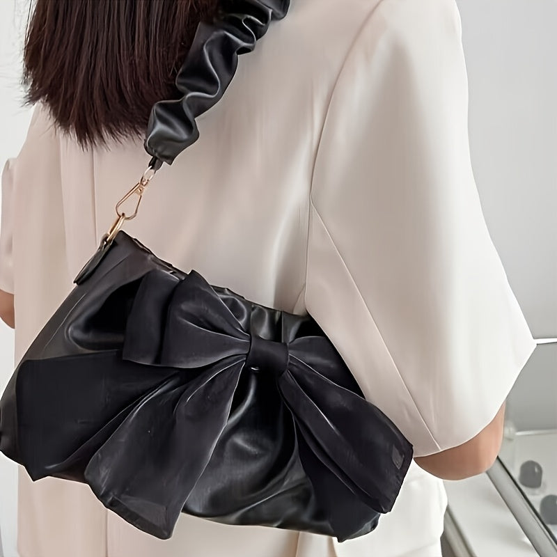 Элегантная сладкая сумка на плечо с бантом и магнитной застежкой для женщин в черном и белом