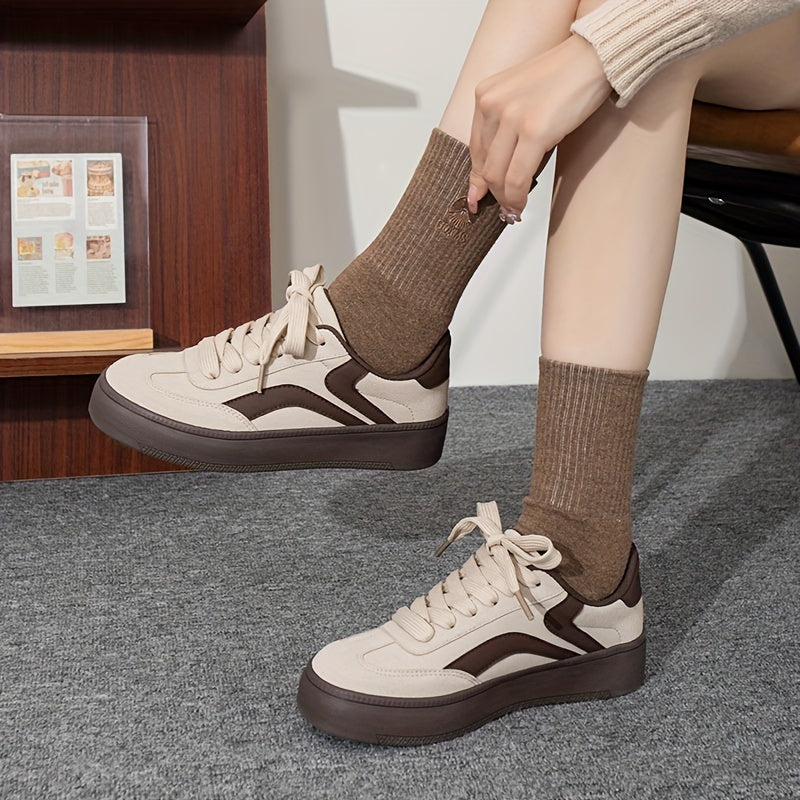 Women Canvas Sneakers Pink Black Casual All-Season Lace-Up