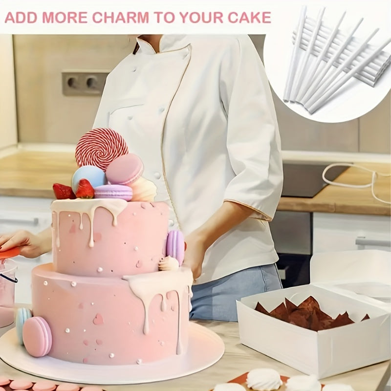 50-Pack Wooden Cake Support Dowels 10mm Diameter 300mm Length for Baking and Decorating