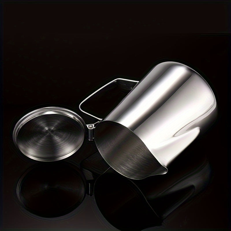 Stainless Steel Milk Frothing Pitcher with Lid for Espresso, Lattes, Cappuccinos