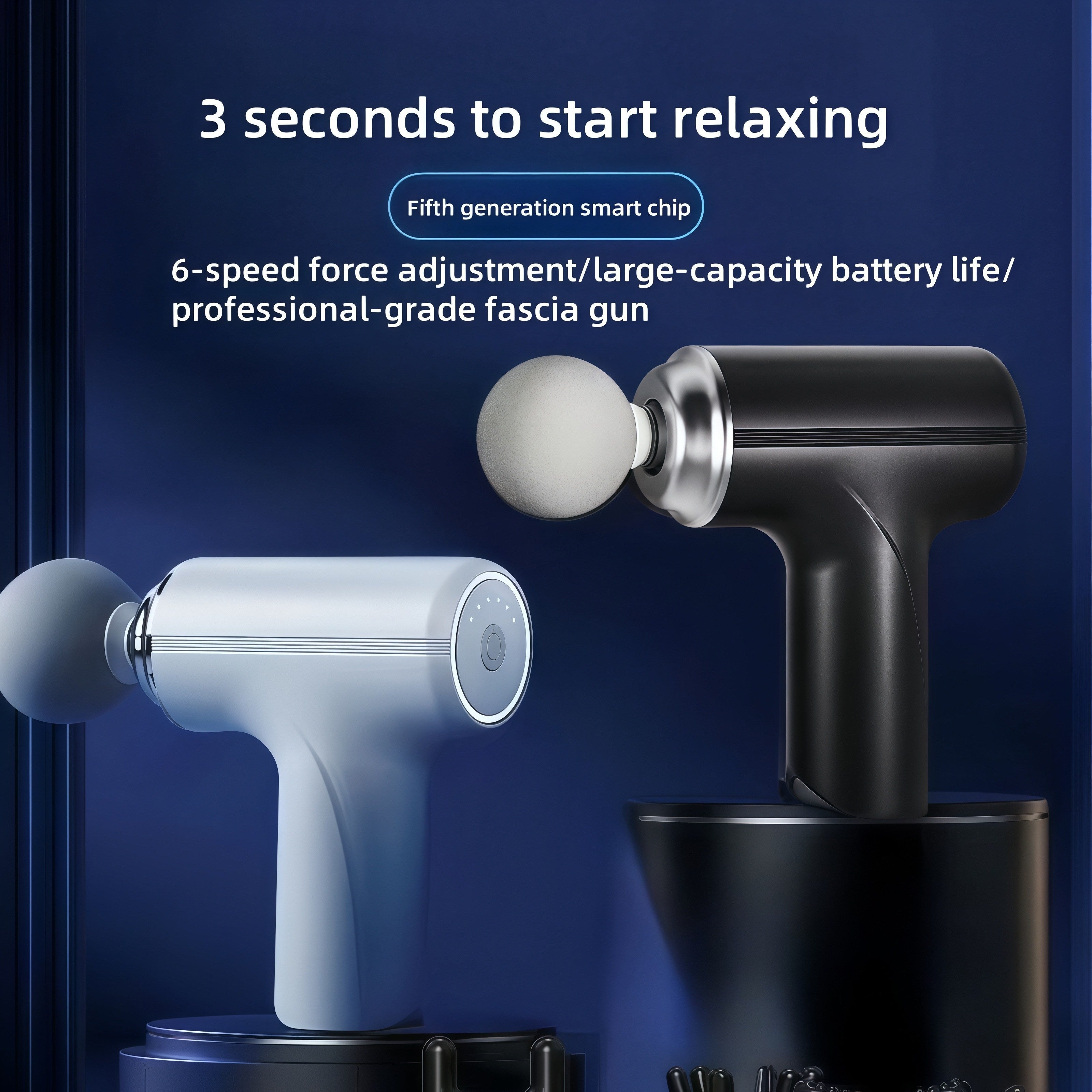 4 ta almashtiriladigan massaj boshliqlari, USB zaryadlash, plastik korpus bilan jihozlangan portativ sport massaj uskunasi, butun tana va uyda foydalanish uchun mos.