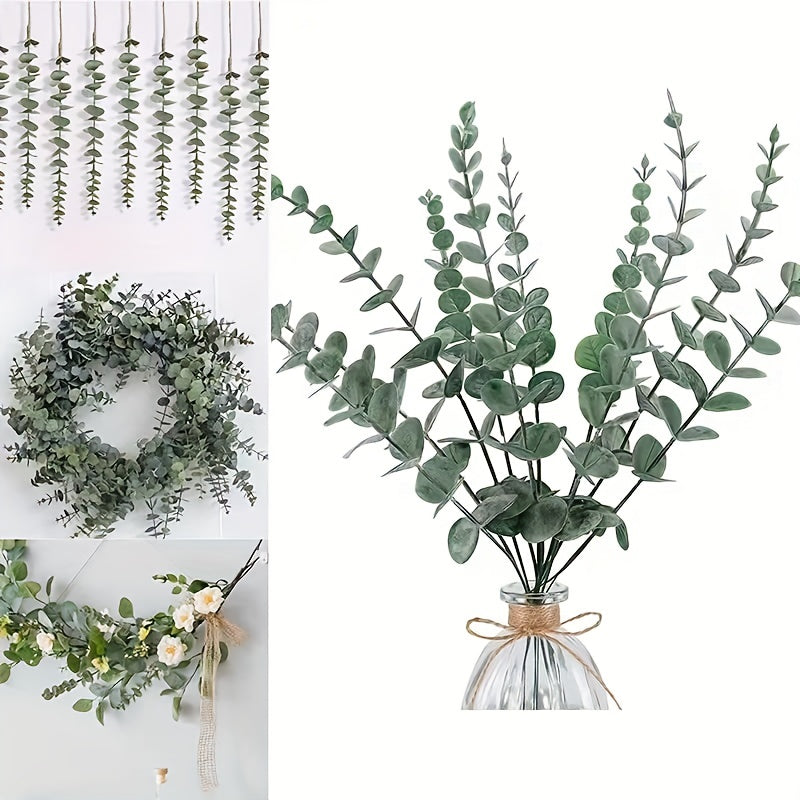 10 Pieces Artificial Eucalyptus Leaves for Home Garden Decor Silvery Greenery for Wedding Centerpieces