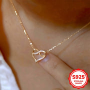 Women's Silver Necklace Heart Zirconia Lucky 8 Chain Jewelry