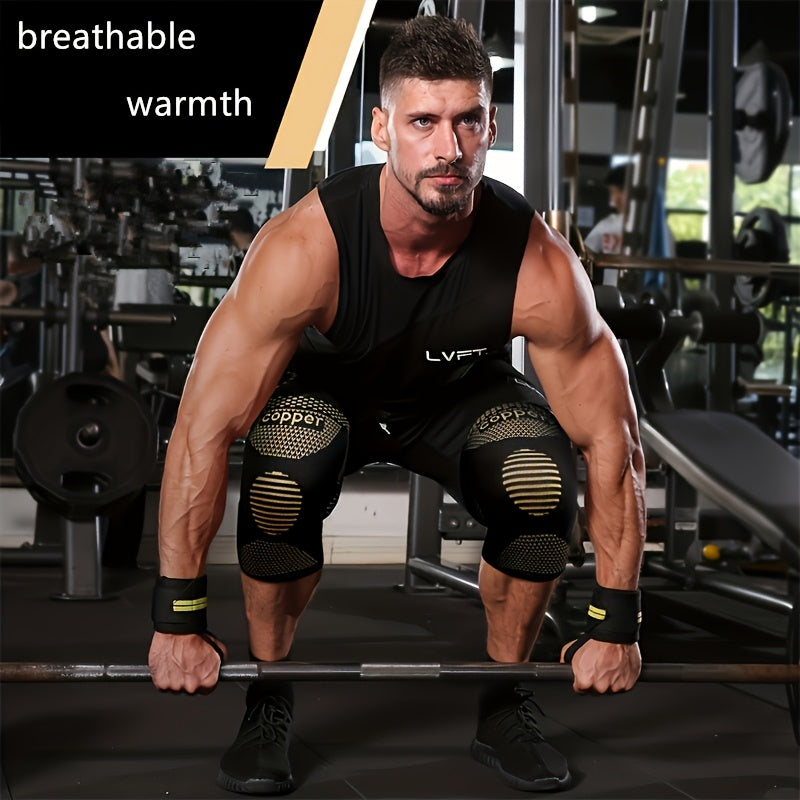 Set of 2 Unisex Copper Knee Support Sleeves for Sports Running Hiking