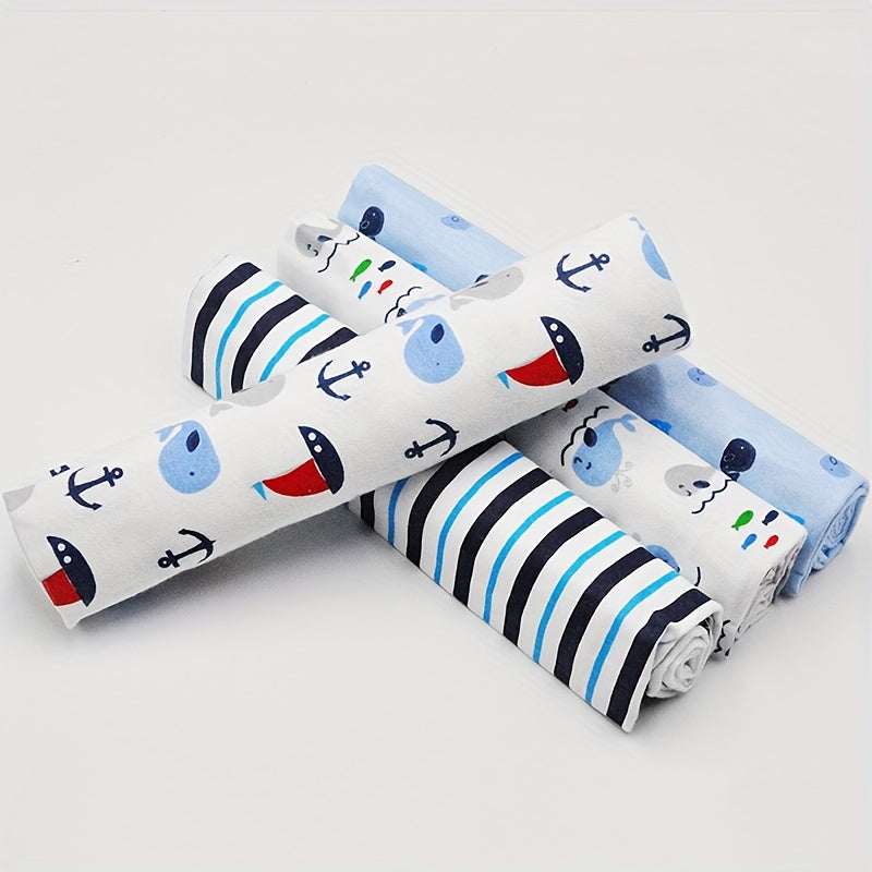 Set of 4 Cotton Flannel Swaddle Blankets for Baby, 76cm Square, Home Decor and Gift