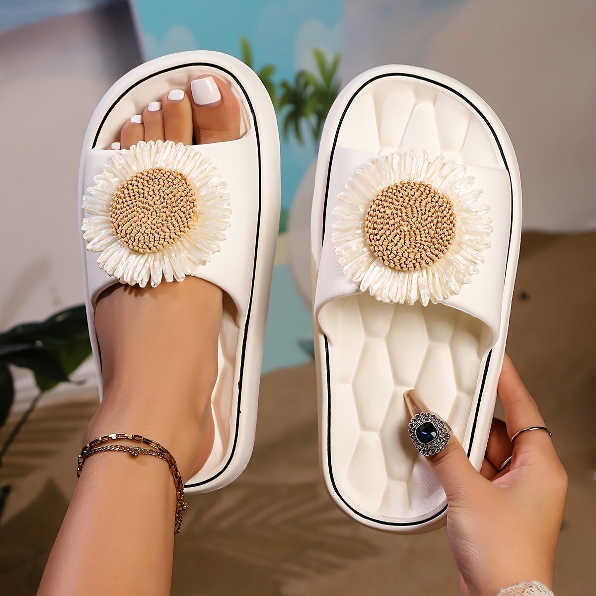 Women's Sunflower Slip-On Sandals Light EVA Comfortable All-Season