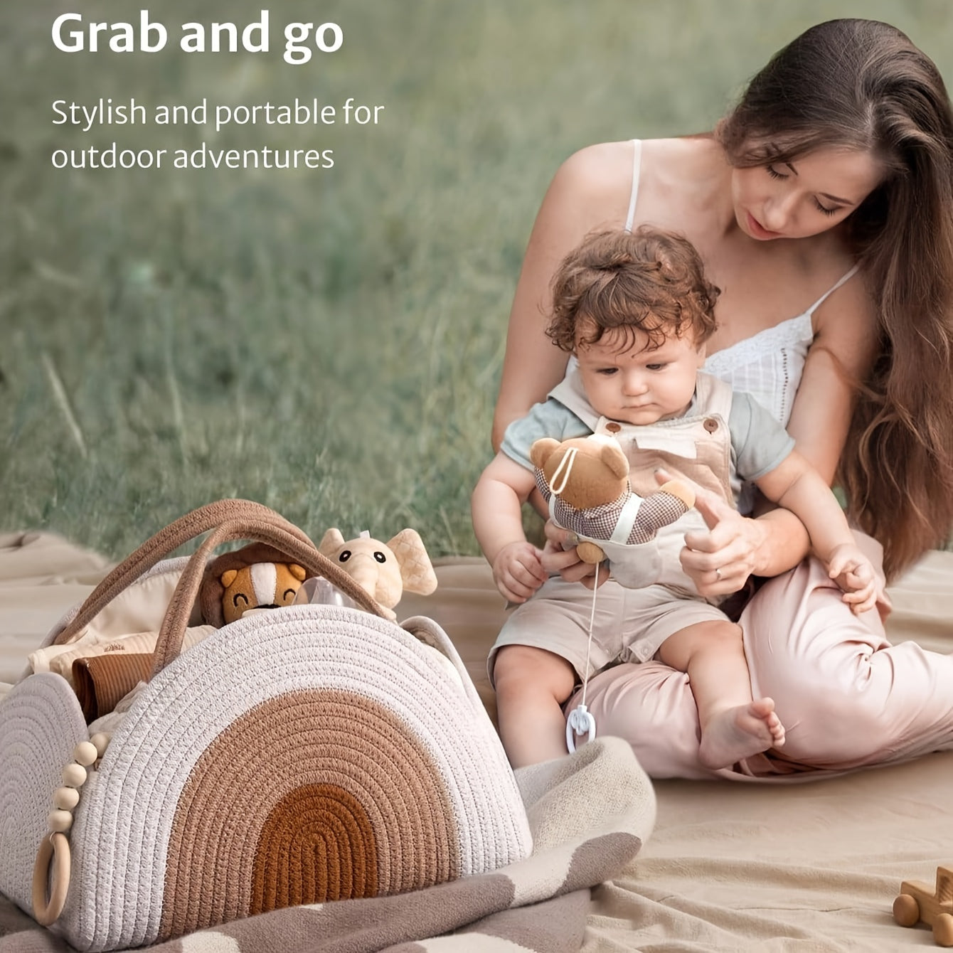 Sturdy Polyester Diaper Storage Bag for Boys and Girls Foldable with Buttons