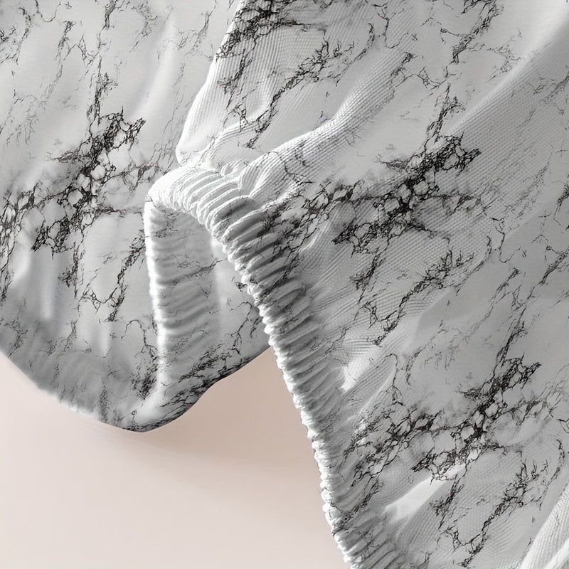 Приталенная простыня с мраморным принтом, глубокий карман, постельное белье для спальни