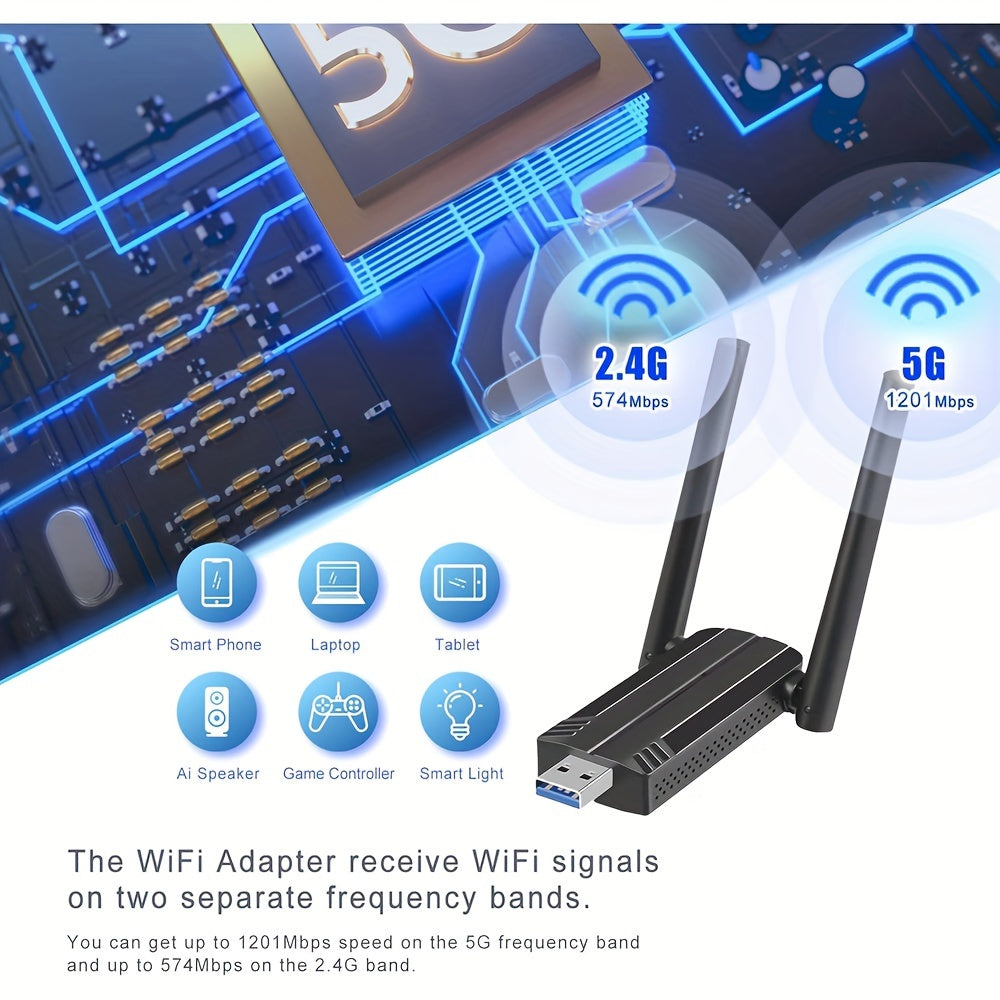 WiFi 6 USB Adapter Dual Band AX1800 for PC Windows 7 10 11