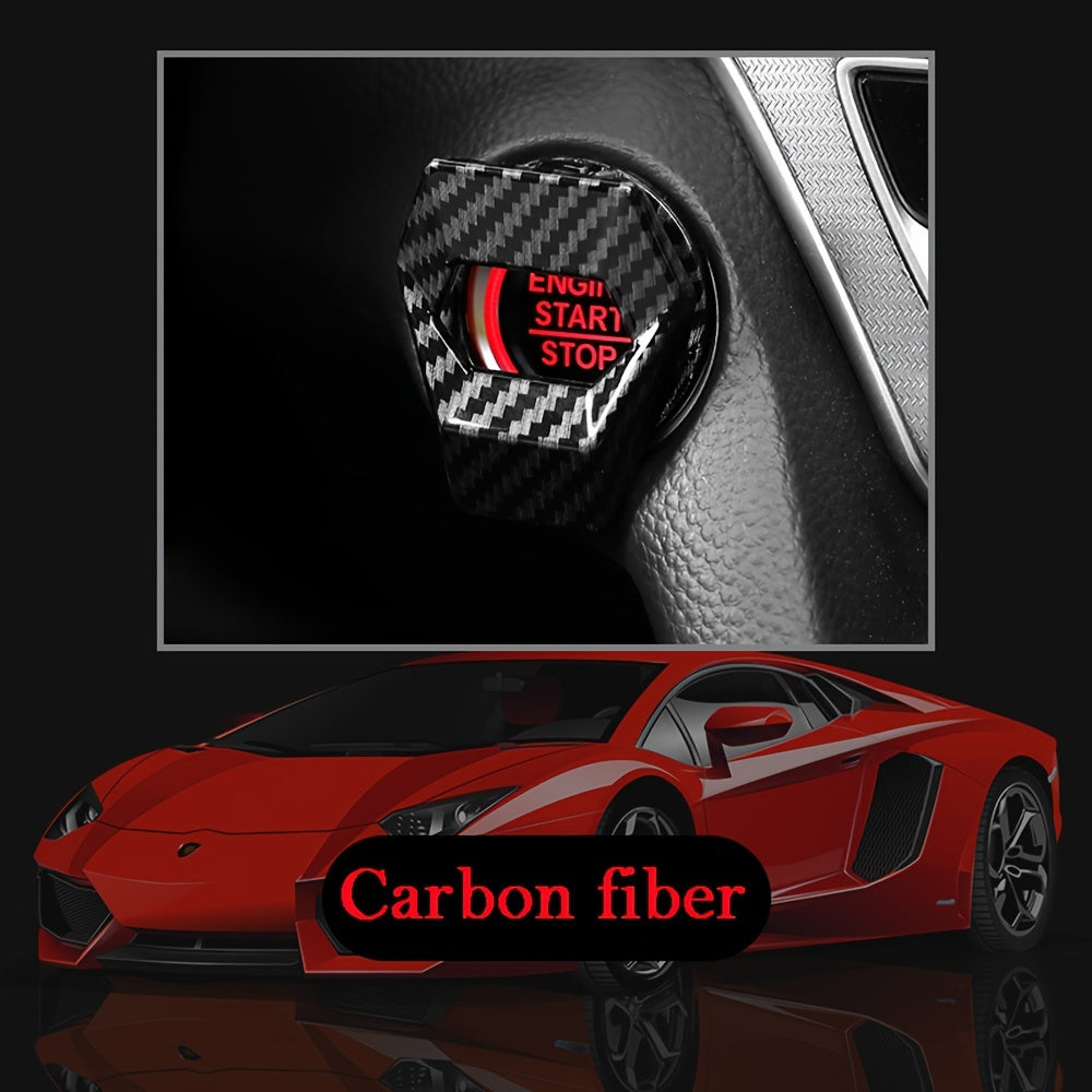 Carbon Fiber Car Start Button Cover Scratch-Resistant Red Black Ignition Switch Protector