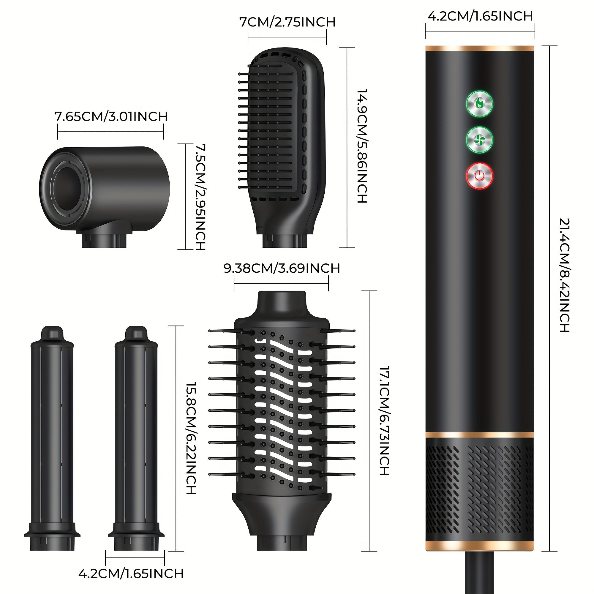 5in1 Hair Styling Brush with Ionic Air Curling Iron Hot Air Brush 110000 RPM