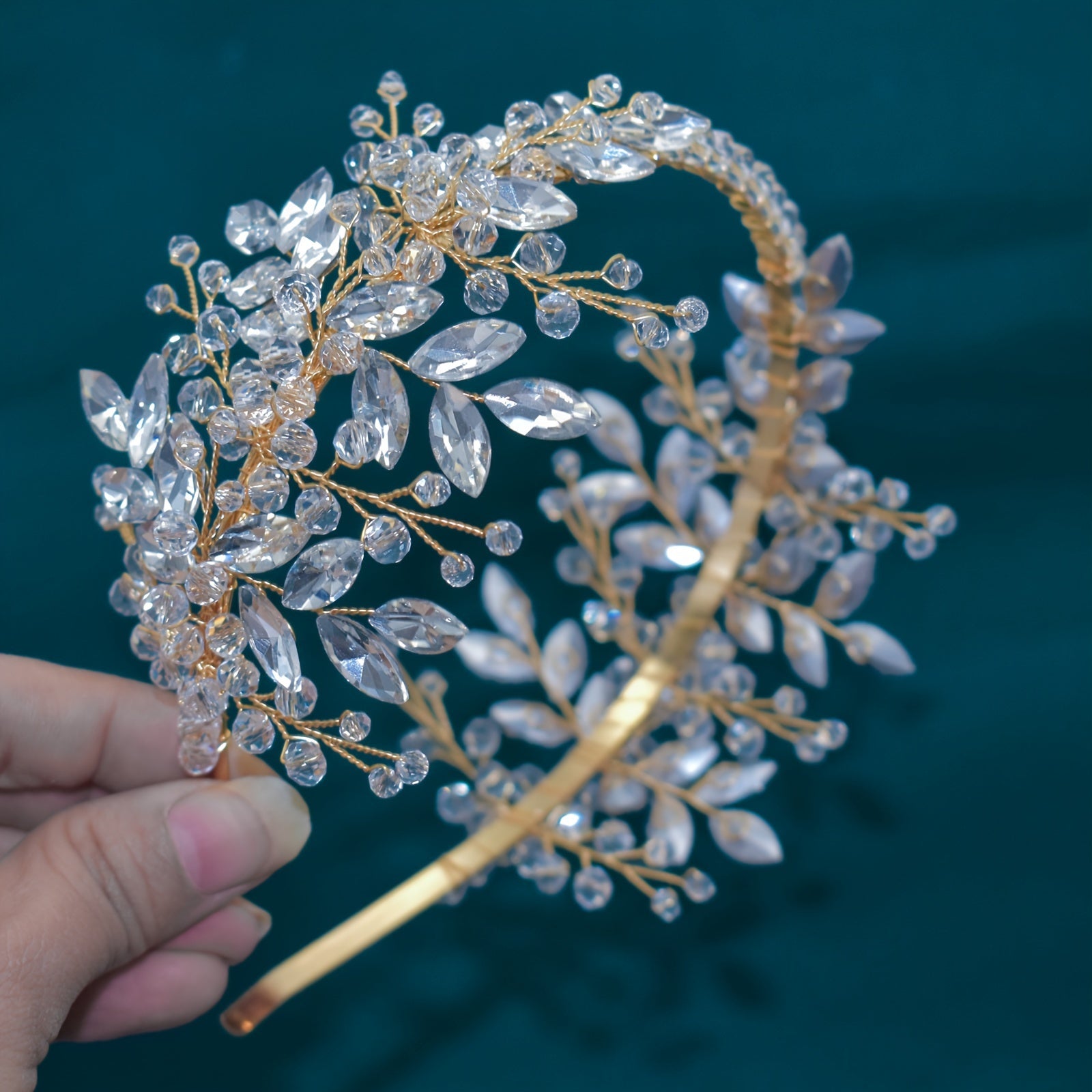 Crystal Headband Tiara for Women in Red Green and Blue for Weddings Proms and Parties