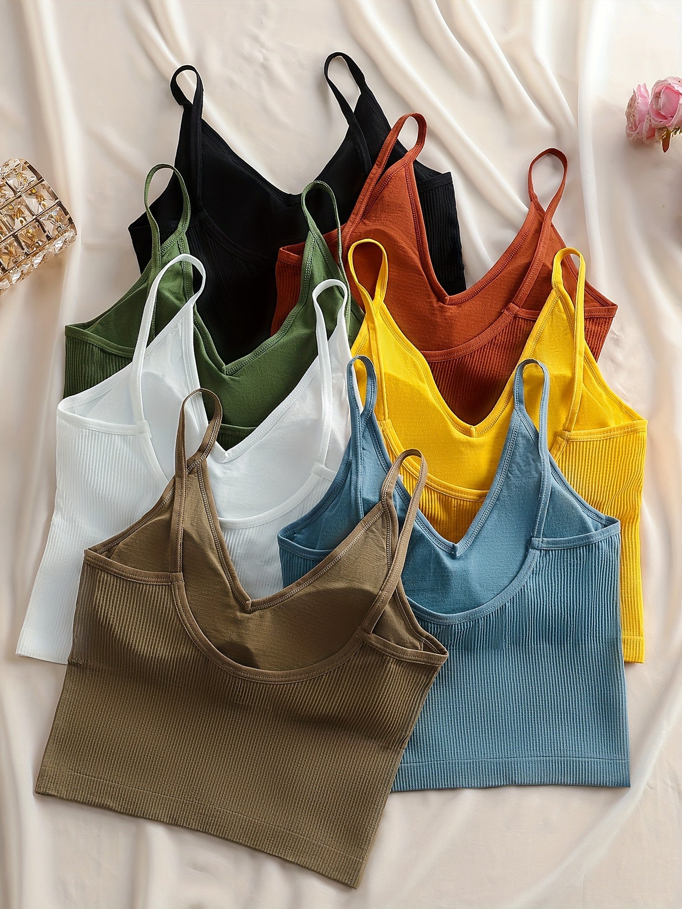 7-Pack Women's Ribbed Stretch Tank Tops Assorted Colors for Casual or Gym Wear