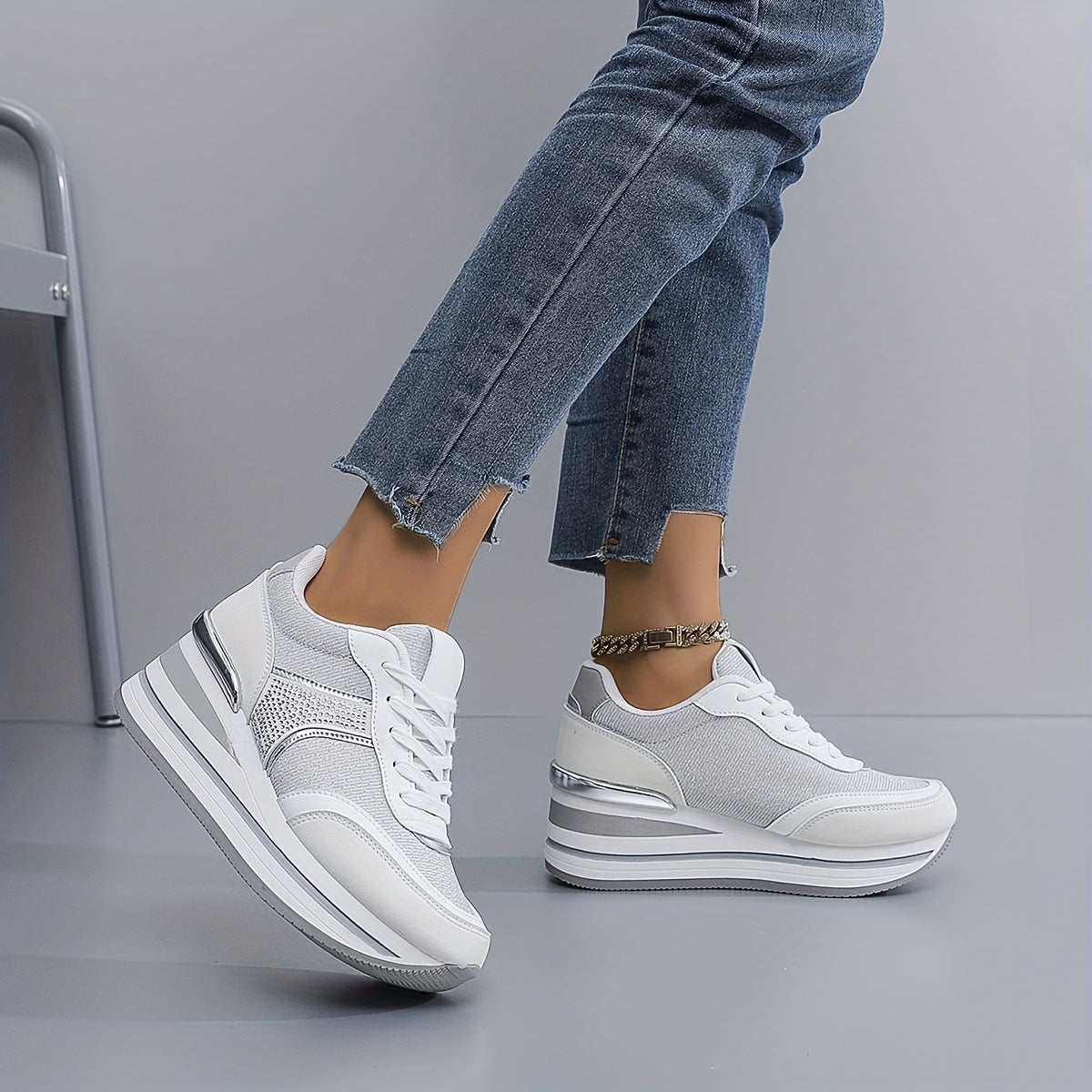 Women's Mesh Casual Sneakers With Thick Soles All-Season Breathable