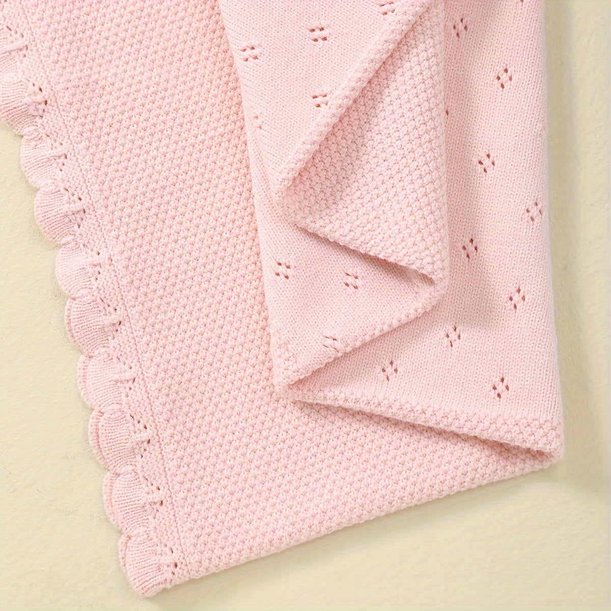 Gender-Neutral Knitted Baby Swaddle Blanket 80x100cm Soft Chunky All-Season