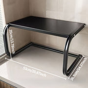 Estante de almacenamiento de cocina de doble capa de metal negro, gris y blanco, ahorra espacio, multifuncional