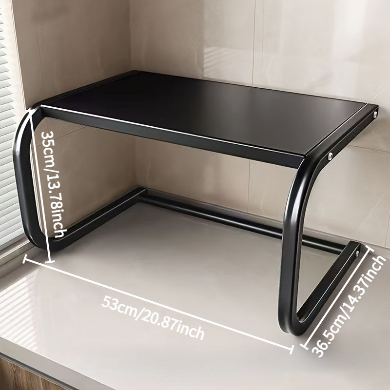 Double-Layer Metal Kitchen Storage Rack Black Gray White Space-Saving Multi-Functional