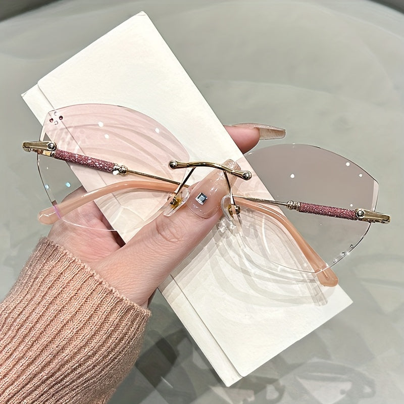 Розовые градиентные очки для чтения с кошачьим глазом и без оправы для женщин +1.0 до +4.0