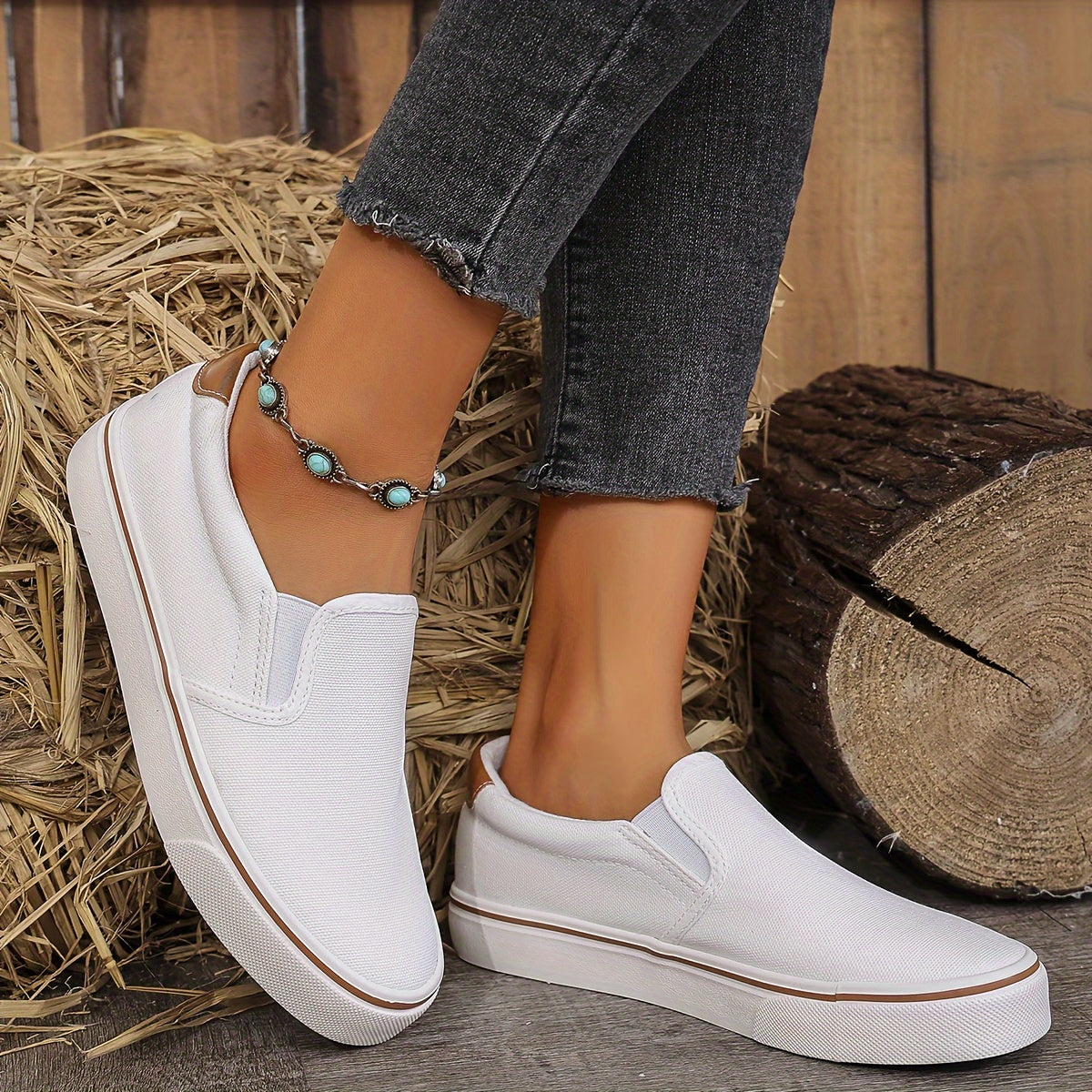 Women's Casual Leather Loafers White Flat Shoes Walking Sneakers