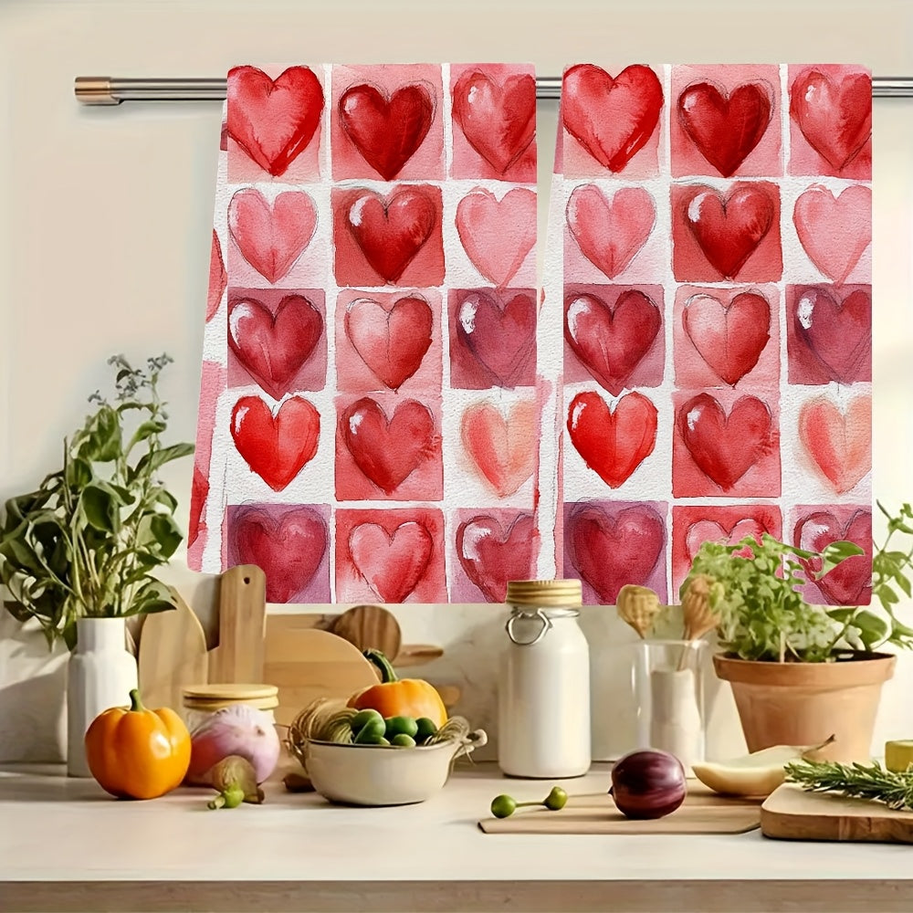 Valentine's Day Tic-Tac-Toe dizayni bilan 2 ta Ultra-Soft oshxona sochiq to'plami 40x60 sm