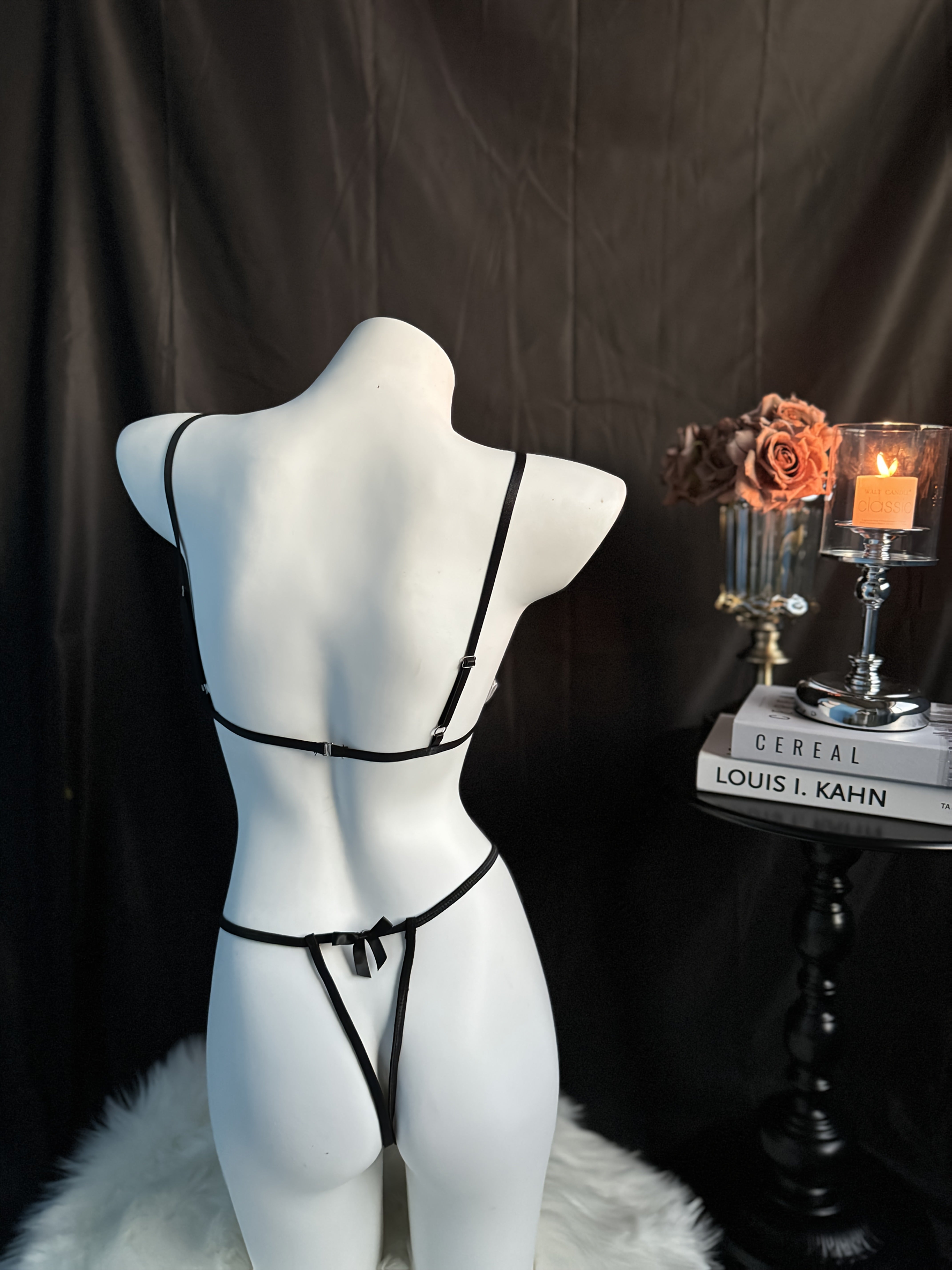 Women's Lace Bodysuit with Bow Detail and Metal Back Clasp Light Support Polyester Spandex Lingerie