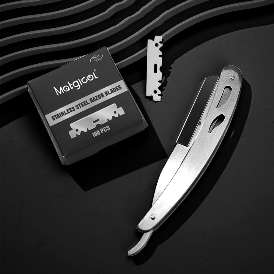 Cuchillas de afeitar de borde único para hombres, acero inoxidable, 100 unidades, afilado de precisión