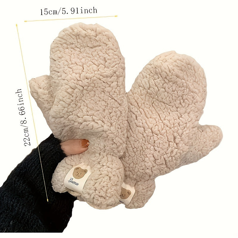 Animal Pattern Cashmere Mittens for Women in 3 Colors
