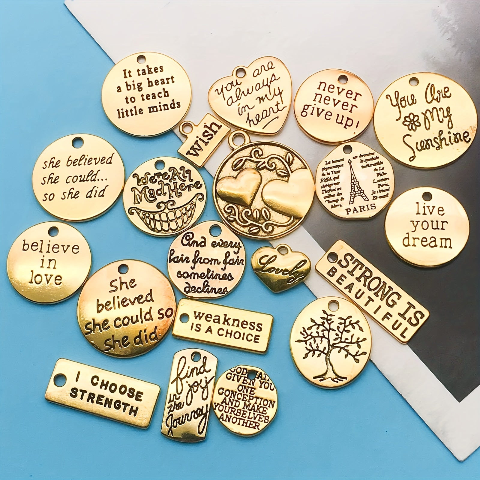 Jewelry Making Supplies 21-Piece Zinc Alloy Charm Set for DIY Necklace Bracelet Earrings