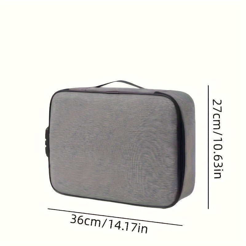 Fireproof Waterproof Document Organizer with Combination Lock Oxford Cloth Portable Briefcase for Laptops Passports Certificates