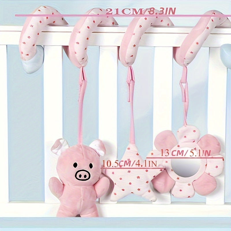 Black and White High-Contrast Spiral Hanging Toy for Babies Up to 12 Months Soft Sensory Activity for Strollers Car Seats Cribs