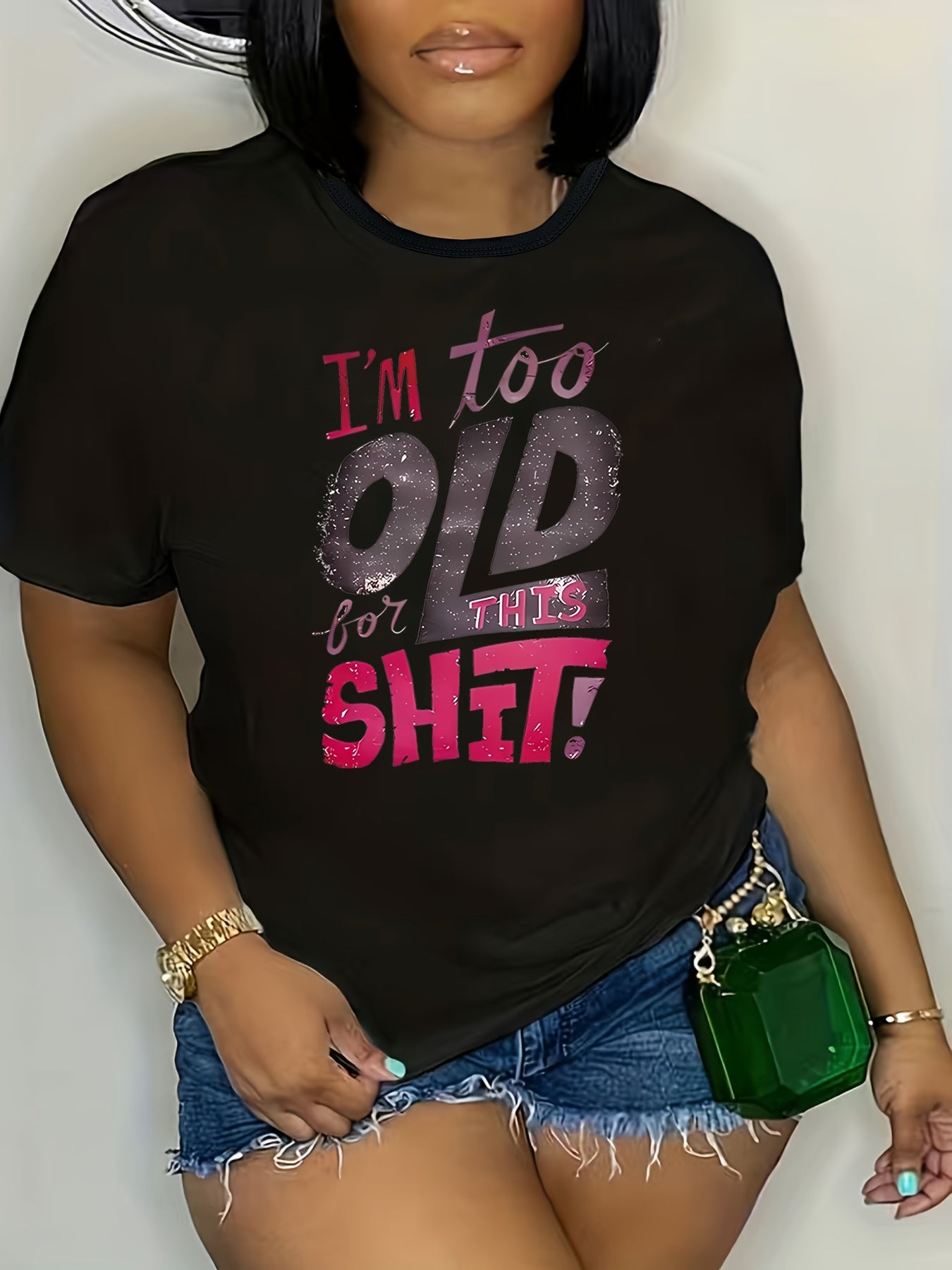 Women's Letter Print T-Shirt White Round Neck Casual Top for Spring Summer Autumn