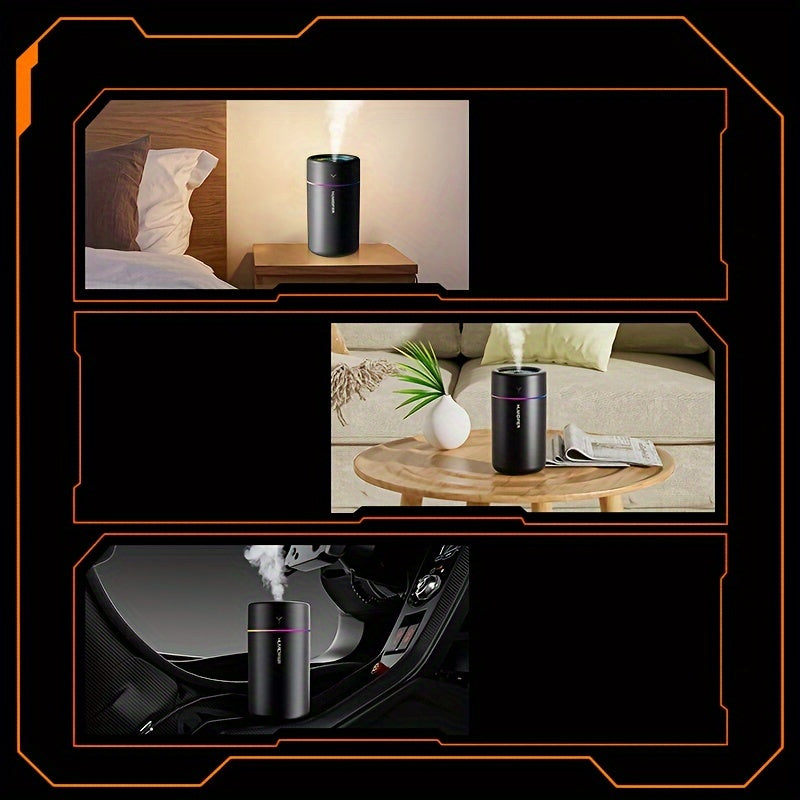 Mini Black USB Humidifier with LED Lights for Car Office Bedroom Travel