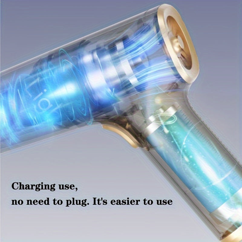 Мощный беспроводной автомобильный пылесос включает в себя две перезаряжаемые батареи по 2000 мАч, мотор мощностью 50 Вт и уровнем шума 45 дБ, сильное всасывание и аксессуары для уборки в автомобиле, доме и автодоме.