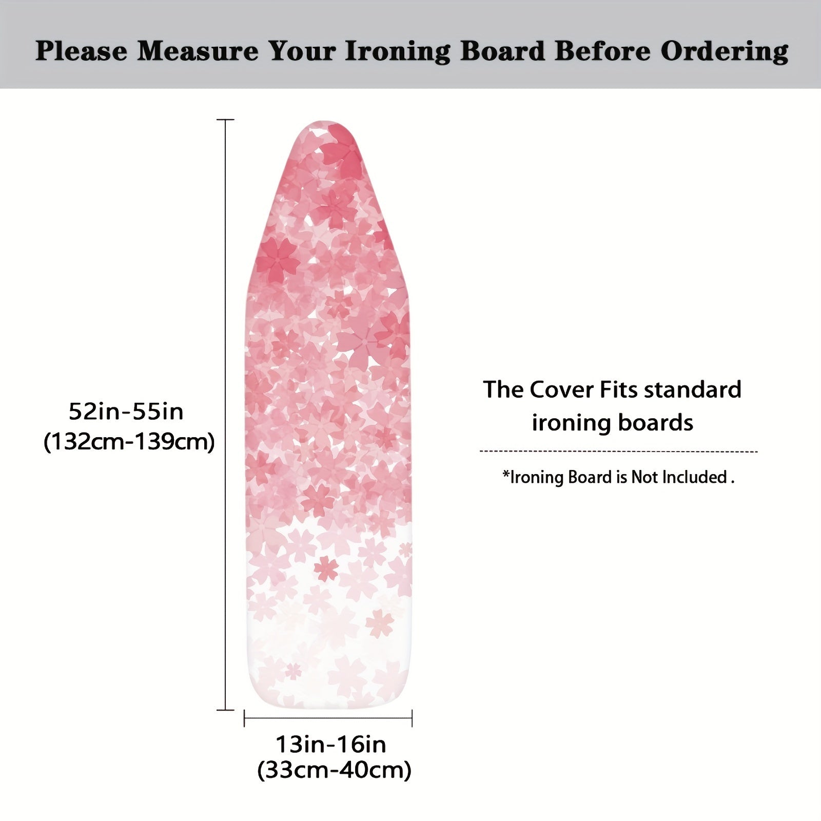 Elastic Edge Cherry Blossom Ironing Board Dust Cover Black White Pink White Polyester