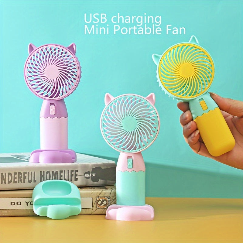 Portable Mini Fan Rechargeable Handheld Wearable for Office Outdoor Travel